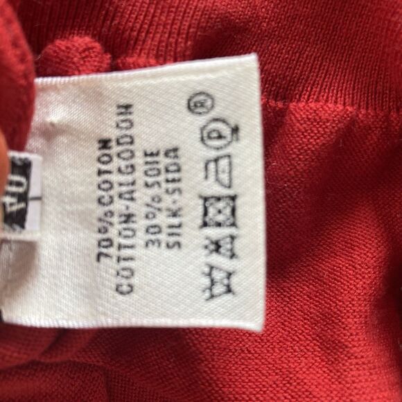 HERMES Silk Blend Fine Knit Short Sleeved Red Cardigan Size FR 40/ US 8 - Picture 10 of 12